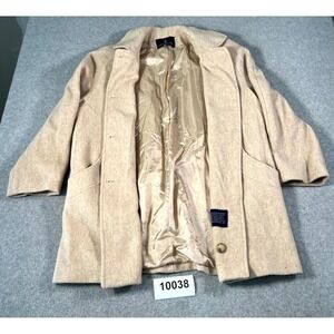 Vintage USA London Fog Coat Womens 16 Cream Lined Wool Blend Long Sleeve Collar